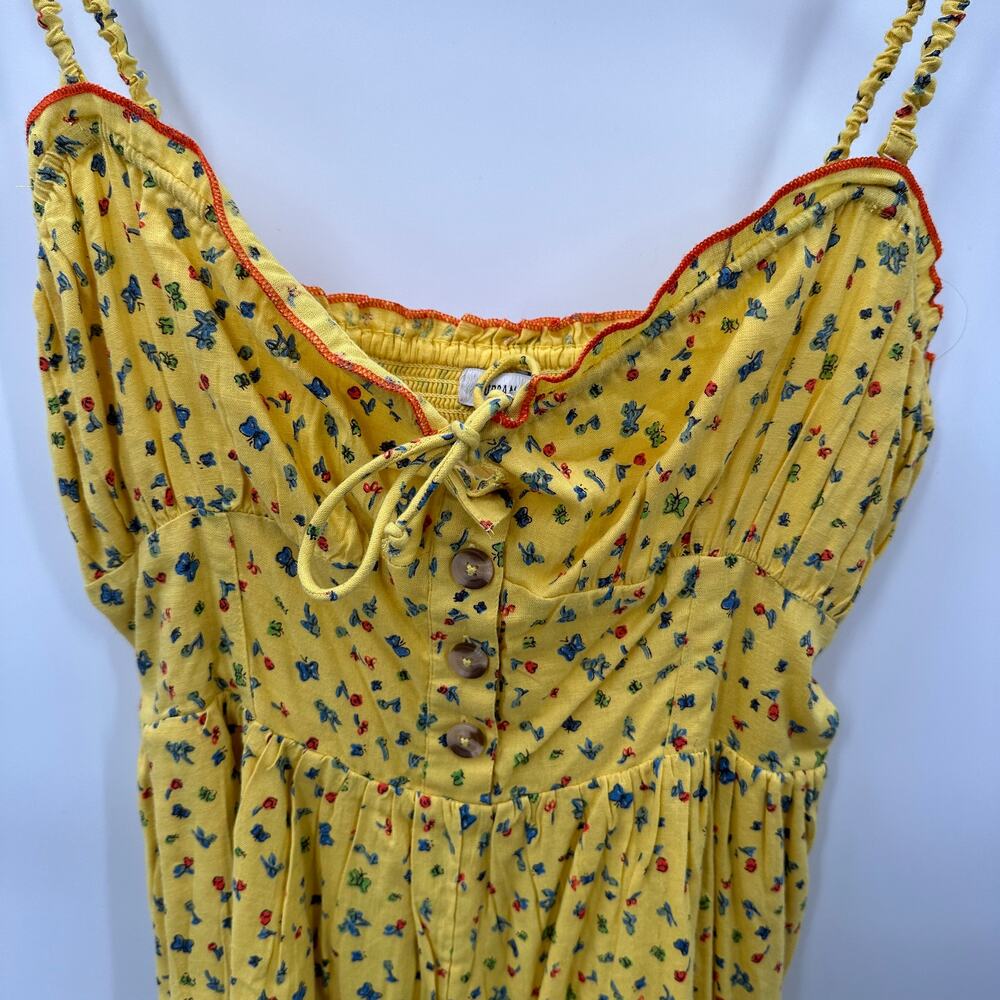 UO URBAN OUTFITTERS NWT Betti Print Yellow Linen Blend Romper // L - Picture 6 of 13